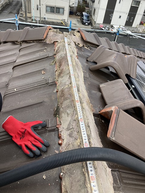 棟の長さを測る